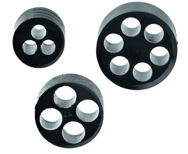 Multiple cable bushings sealing inserts for cable glands